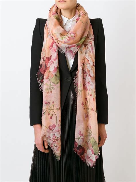 gucci blooms cashmere scarf|gucci scarf unisex.